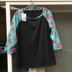 NWT: KUFV Baseball Tee with Floral Design